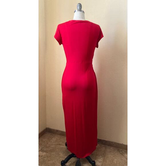 Rolla Coster Women's Midi Dress Size M Red Front Twist Slit - Picture 5 of 6